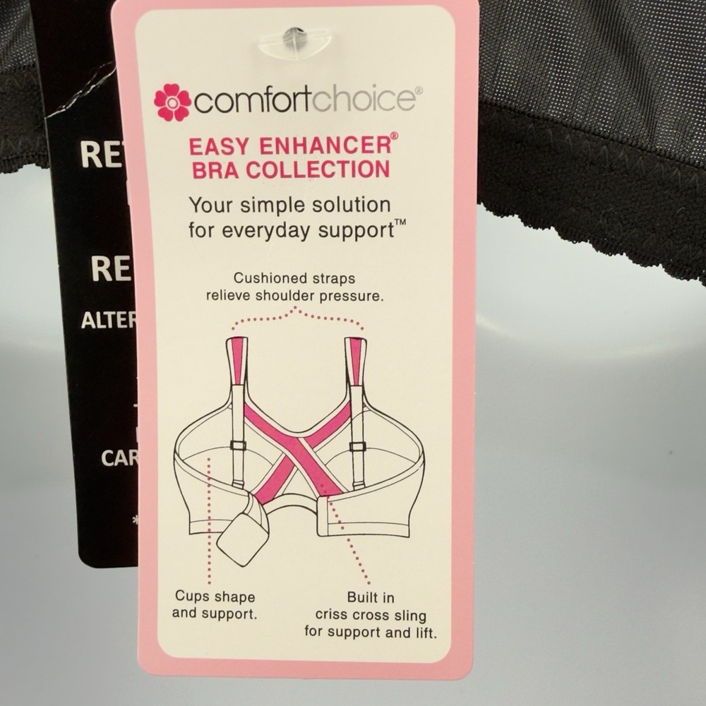 Comfort Choice Easy Enhancer Bra 44B Black Front Close Wireless Lace NWT - Picture 8 of 8